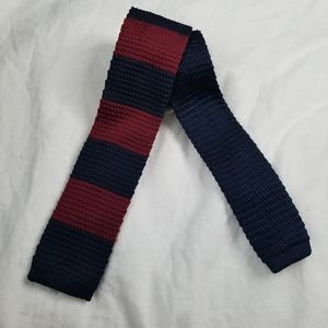 Otaa burgundy & navy blue striped knitted tie